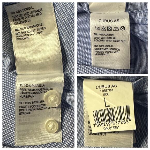 CUBUS of Norway Men's Blue Button Down Long Sleeve Shirt Sz L - Picture 9 of 10